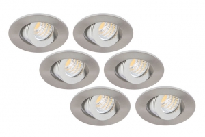 InbouwspotLED3WRondKantelbaarAluminiumDimbaar6-Pack