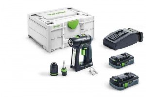 FestoolC18HPC40I-Plus18VLi-IonAccuSchroefboormachineSet2x40AhInSystainer-45Nm-40mm-Koolborstelloos