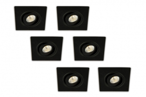InbouwspotLED3WVierkantKantelbaarAluminiumDimbaarZwart6-Pack