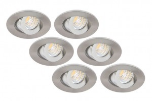 InbouwspotLED3WRondKantelbaarAluminiumDimbaar6-Pack