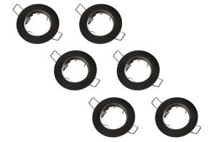 InbouwspotRondMatZwart6-Pack