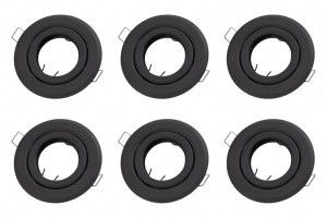 InbouwspotRondKantelbaarMatZwart6-Pack