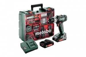 MetaboSB18LMobileWorkshop18VLi-IonAccuKlop-boormachineSet2x20AhAccuInKoffer-50NmIncl73DeligeAccessoiresSet