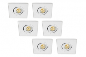 InbouwspotLED3WWitVierkantKantelbaarDimbaar6-Pack