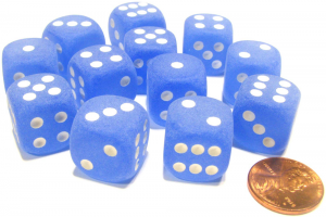 DiceSet-Frost16mm-Blue-WhiteD612stuks