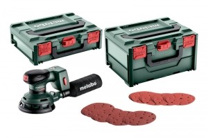 MetaboSXA18LTX125BLSet18VLi-IonAccuExcentrischeSchuurmachineBodyInMetaBOX100stSchuurpapier-125mm-Koolborstelloos