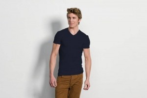 SlaterStretch2packT-shirtV-halsNavyXL
