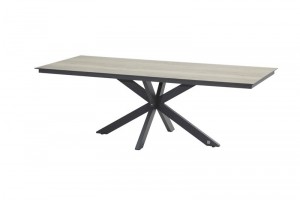 MinervaTafelframeAntracitemetHPLTeakPatternTafelblad220x95cm-4so
