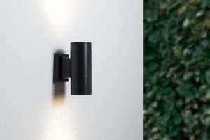 WandlampUpampDownRond2x5WWaterdichtIP54Zwart