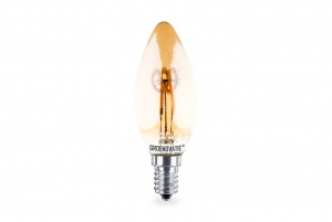 E14LEDFilamentKaarslampGoud4WSpiralExtraWarmWitDimbaar