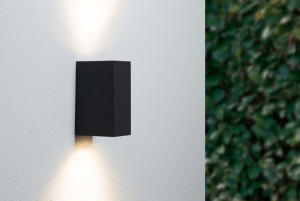 WandlampUpampDownVierkant2xGU10FittingSpatdichtIP44MatZwart