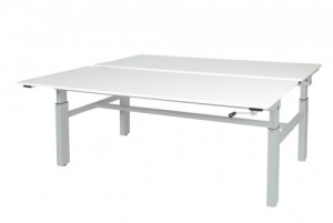 OthelloDuowerkplekhoogteverstelbaar62-85cmdmvslingermet180x8080cmlichtgrijs20mmbladenenaluminiumRAL9006H-frame
