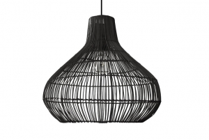 RotanRietenHanglampHandgemaaktZwart50cm