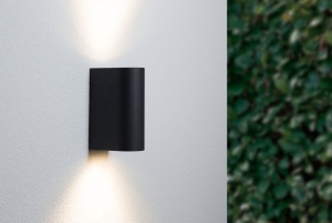 WandlampUpampDownRond2xGU10FittingWaterdichtIP44MatZwart