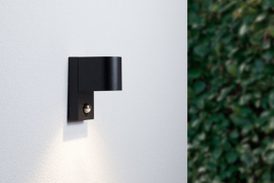 WandlampDownmetSensorRondGU10FittingSpatdichtIP44MatZwart