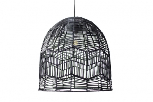 RotanRietenHanglampHandgemaaktZwart45cm