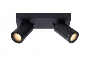 LucideTAYLOR-PlafondspotBadkamer-LEDDimtowarm-GU10-2x5W2200K3000K-IP44-Zwart