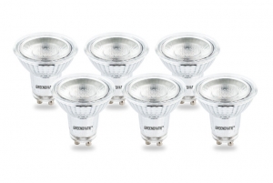 GU10LEDSpotCOBGlas1WWarmWit6-Pack