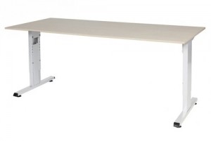T-linesbureauhoogteinstelbaar61-90cmmet180x80cmlindbergeiken20mmbladenwitRAL9010t-pootframemetrechtetenen