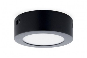 LEDPaneelPlafondlamp6WRond12cmOpbouwWarmWitZwart