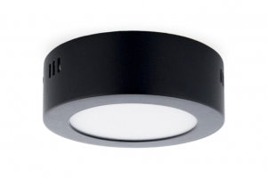 LEDPaneelPlafondlamp6WRond12cmOpbouwWarmWitZwart