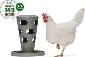 BeezteesVoertoren-KippenAccessoires-100GerecycledPlastic-GrijsGroen-30x30x36cm