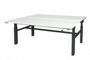 OthelloDuowerkplekhoogteverstelbaar62-85cmdmvslingermet180x8080cmlichtgrijs20mmbladenenzwartRAL9011H-frame