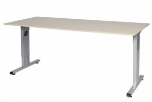 T-linesbureauhoogteinstelbaar61-90cmmet180x80cmlindbergeiken20mmbladenaluminiumRAL9006t-pootframemetrechtetenen