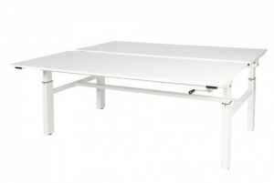 OthelloDuowerkplekhoogteverstelbaar62-85cmdmvslingermet180x8080cmlichtgrijs20mmbladenenwitRAL9010H-frame