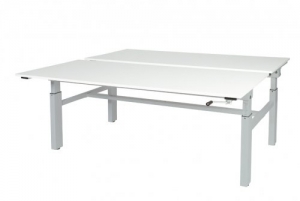 OthelloDuowerkplekhoogteverstelbaar62-85cmdmvslingermet180x8080cmlichtgrijs20mmbladenenaluminiumRAL9006H-frame