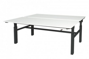 OthelloDuowerkplekhoogteverstelbaar62-85cmdmvslingermet180x8080cmkrijtwit20mmbladenenzwartRAL9011H-frame