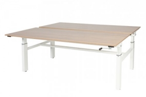 OthelloDuowerkplekhoogteverstelbaar62-85cmdmvslingermet180x8080cmkersenlicht20mmbladenenwitRAL9010H-frame