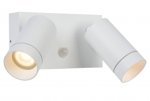 LucideTAYLOR-WandspotWandlampBinnenBuiten-2xGU10-IP54-Bewegingssensor-Wit
