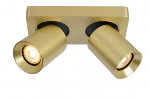 LucideNIGEL-Plafondspot-LEDDimtowarm-GU10-2x5W2200K3000K-MatGoudMessing