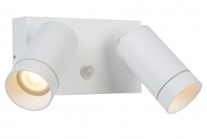 LucideTAYLOR-WandspotWandlampBinnenBuiten-2xGU10-IP54-Bewegingssensor-Wit