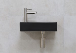 MuellerMiniRhea36x18x9zwartefonteinsetmetkraanRVSlinks
