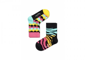 2-PackHappySocksKidsAnimalSokkenRozeTurquoiseGeel