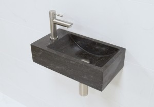 LambiniDesignsRectolinksnatuursteenfonteinsetmetRVSkraanentoebehoren