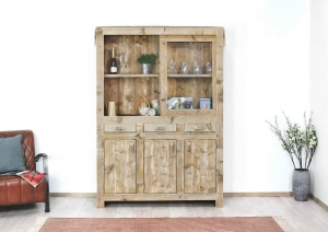 SteigerhoutenkastChromometglazenschuifdeuren