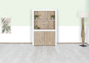 SteigerhoutenkastHoumainlandelijkestijlmetwitkader