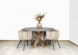 BetonlooktafelLeformeteikenhoutenmatrixpoot