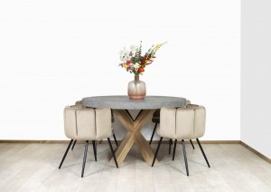 BetonlooktafelLeformeteikenhoutenmatrixpoot