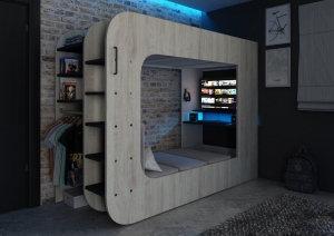 HoogslaperTheCube90x200-Grijseiken