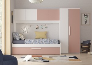 KinderbedArtikmetslaapladeenkast-Roze
