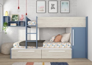 StapelbedJulesblauwmetkasten2lades