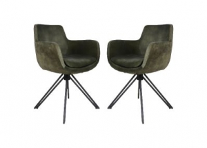 EetkamerstoelPhoenixjunglegroenvelourssetvan2