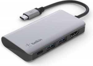 BelkinCONNECTMeerpoorts4-in-1USB-C-adapter-GrijsZwart