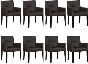 Setvan8DonkerbruinelerenlandelijkeeetkamerstoelenLook-HermesLeerCaffedonkerbruinleer
