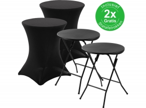 Bardi2xSalontafel-BijzettafelInklapbaar60x74cm-ZwartInclusiefZwarteRokken
