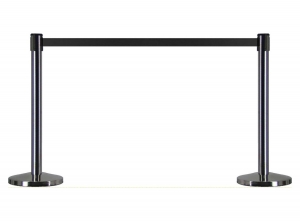 Afzetpaalmetaal-2stuks-Afzetpaaltjesmetuittrekbaarlint-ChroomZwart